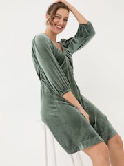 FatFace Green Gracie Velvet Dress - Image 4 of 6