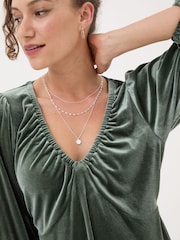 FatFace Green Gracie Velvet Dress - Image 5 of 6