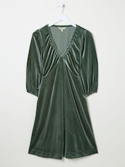 FatFace Green Gracie Velvet Dress - Image 6 of 6