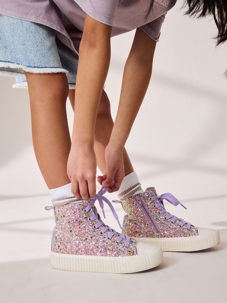 Violett Glitzer - Knöchelhoher Sneaker - Bild 2 von 10 Violett Glitzer - Knöchelhoher Sneaker - Bild 2 von 10