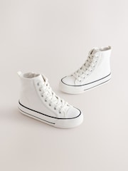 White Lace-Up High Top Trainers - Image 1 of 5