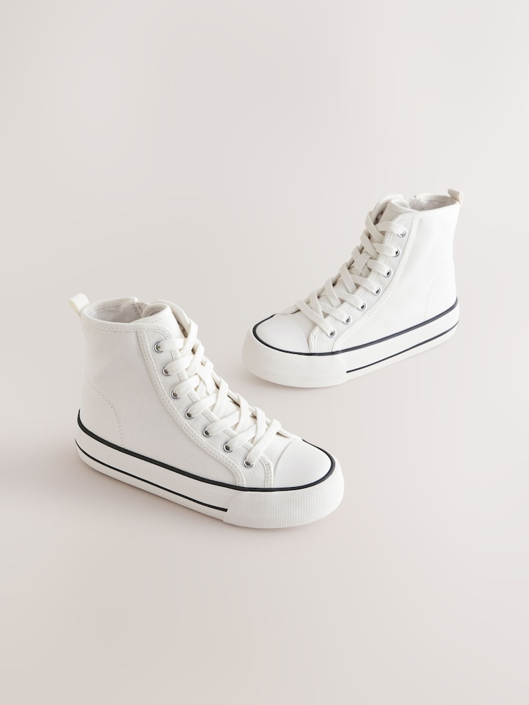 White Lace-Up High Top Trainers - Image 1 of 5