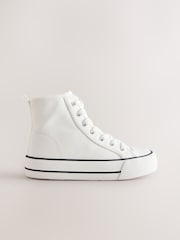 White Lace-Up High Top Trainers - Image 2 of 5
