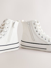 White Lace-Up High Top Trainers - Image 3 of 5