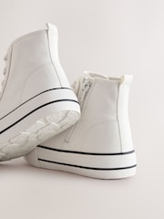 White Lace-Up High Top Trainers - Image 4 of 5