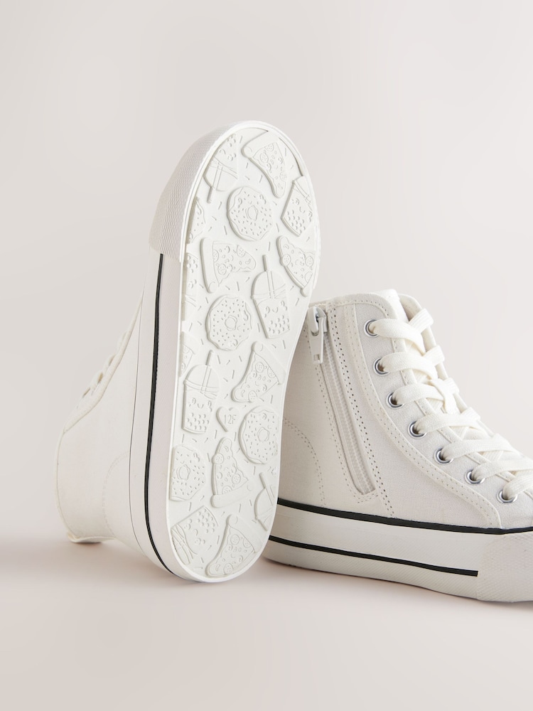 White Lace-Up High Top Trainers - Image 5 of 5