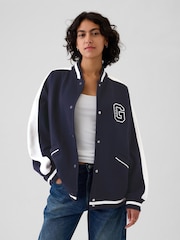 Gap Blue Vintage Soft Touch Logo Varsity Bomber Jacket - Image 1 of 5