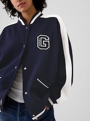 Gap Blue Vintage Soft Touch Logo Varsity Bomber Jacket - Image 4 of 5
