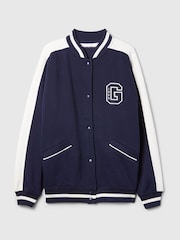 Gap Blue Vintage Soft Touch Logo Varsity Bomber Jacket - Image 5 of 5