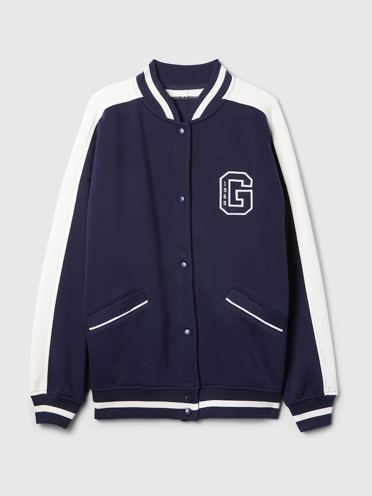 Gap Blue Vintage Soft Touch Logo Varsity Bomber Jacket - Image 5 of 5