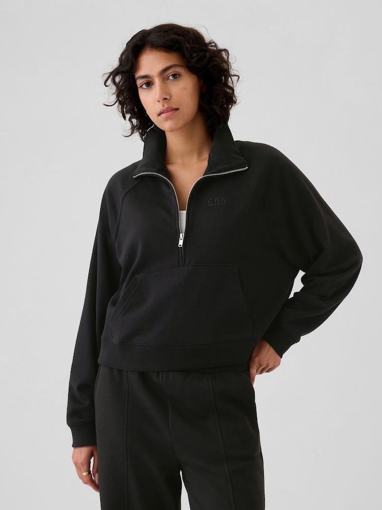Gap Black Logo Half-Zip Pullover - Image 1 of 5 Gap Black Logo Half-Zip Pullover - Image 1 of 5