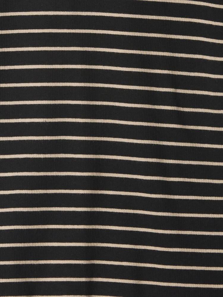 Gap Black Stripe Modern Cotton-Modal Ribbed Mock Neck Short Sleeve T-Shirt - Image 5 of 5