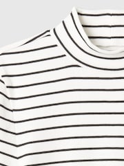 Gap White Stripe Modern Cotton-Modal Ribbed Mock Neck Short Sleeve T-Shirt - Image 5 of 5