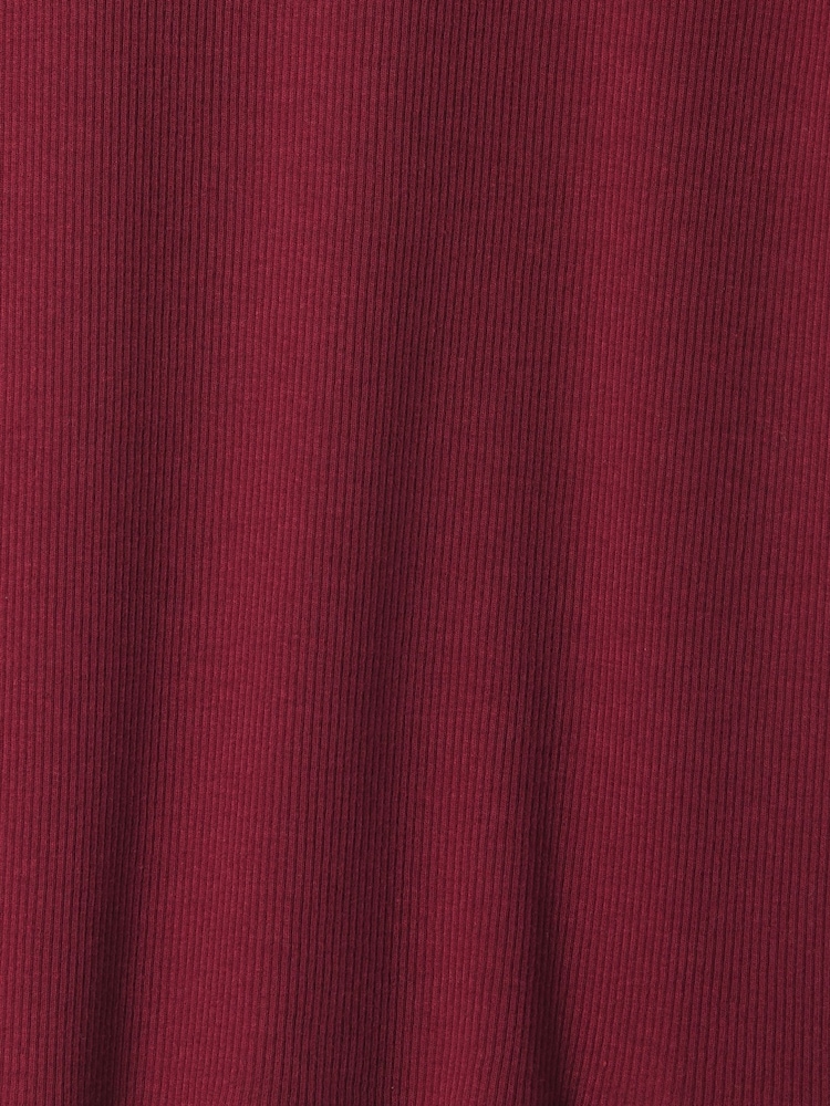 Gap Burgundy Red Modern Cotton-Modal Ribbed Mock Neck Short Sleeve T-Shirt - Image 5 of 5