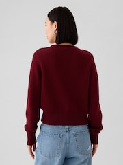 Gap Burgundy Red Soft Cotton Shrunken Roll Neck Jumper - Image 2 of 5