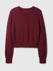 Gap Burgundy Red Soft Cotton Shrunken Roll Neck Jumper - Image 4 of 5