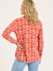 FatFace Paige Burnt Orange Painted Bloom Jersey Shirt - Image 2 of 5