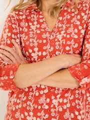 FatFace Paige Burnt Orange Painted Bloom Jersey Shirt - Image 4 of 5