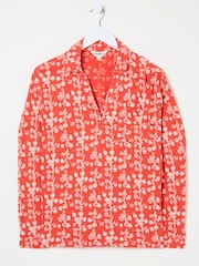 FatFace Paige Burnt Orange Painted Bloom Jersey Shirt - Image 5 of 5