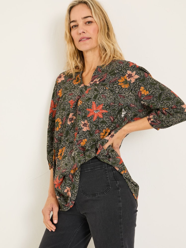 FatFace Enya Black Detail Floral Tunic - Image 1 of 9