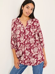 FatFace Enya Burgundy Brush Floral Tunic - Image 1 of 8