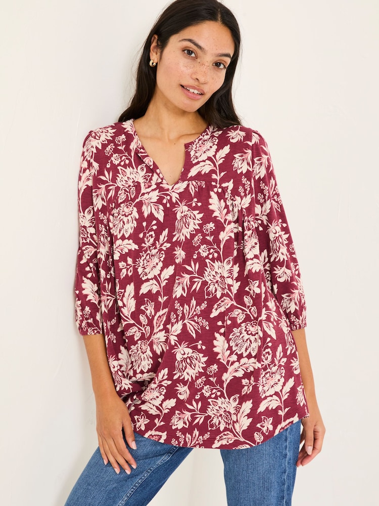 FatFace Enya Burgundy Brush Floral Tunic - Image 1 of 8