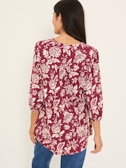 FatFace Enya Burgundy Brush Floral Tunic - Image 2 of 8