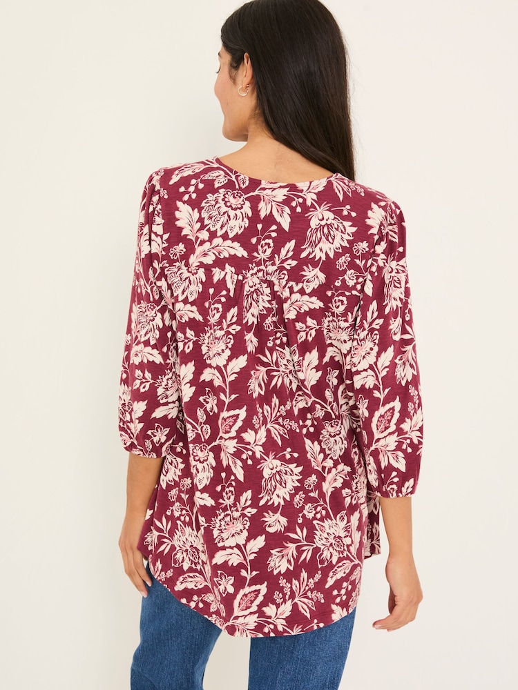 FatFace Enya Burgundy Brush Floral Tunic - Image 2 of 8