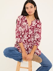 FatFace Enya Burgundy Brush Floral Tunic - Image 3 of 8