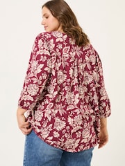 FatFace Enya Burgundy Brush Floral Tunic - Image 6 of 8