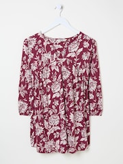 FatFace Enya Burgundy Brush Floral Tunic - Image 8 of 8