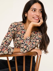 FatFace Ria Black Historical Floral Top - Image 3 of 9