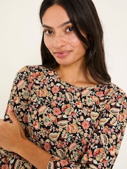 FatFace Ria Black Historical Floral Top - Image 4 of 9