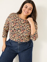 FatFace Ria Black Historical Floral Top - Image 5 of 9