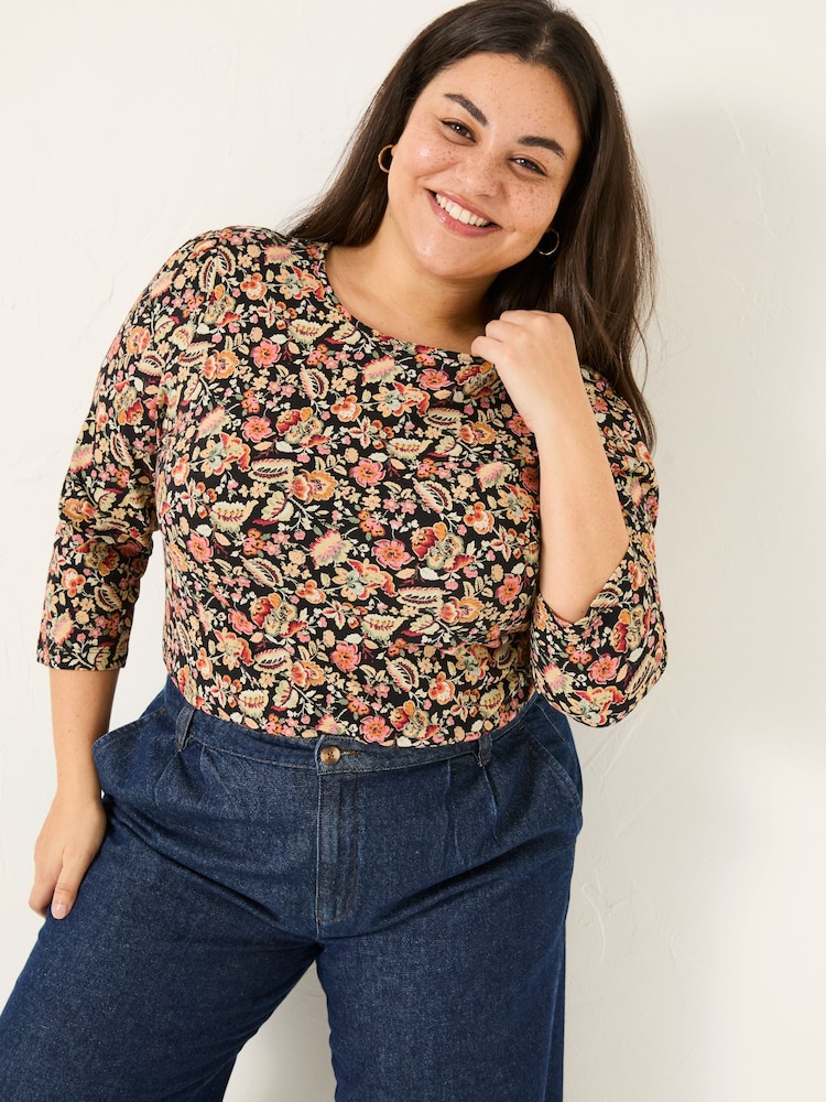 FatFace Ria Black Historical Floral Top - Image 5 of 9
