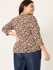 FatFace Ria Black Historical Floral Top - Image 6 of 9