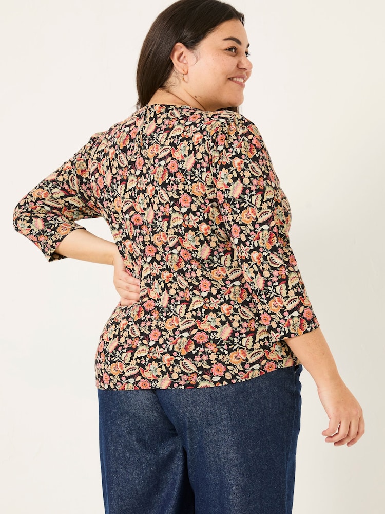FatFace Ria Black Historical Floral Top - Image 6 of 9