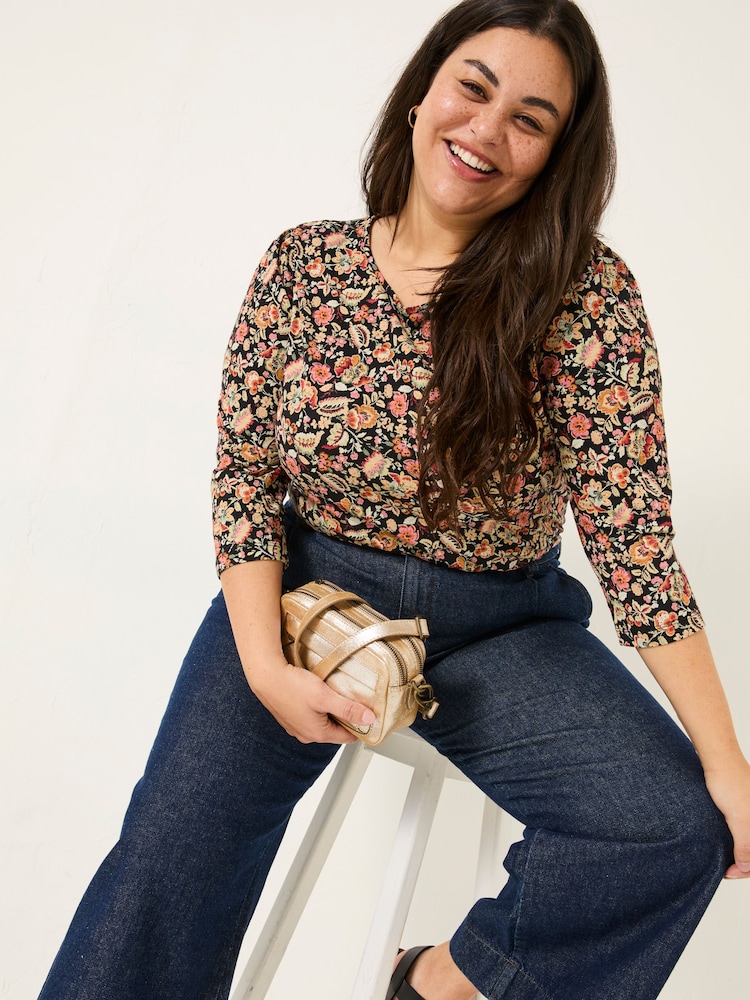 FatFace Ria Black Historical Floral Top - Image 8 of 9