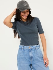 FatFace Callie Dark Blue Short Sleeve Top - Image 1 of 5