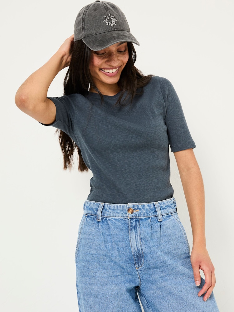 FatFace Callie Dark Blue Short Sleeve Top - Image 1 of 5