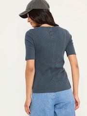 FatFace Callie Dark Blue Short Sleeve Top - Image 2 of 5