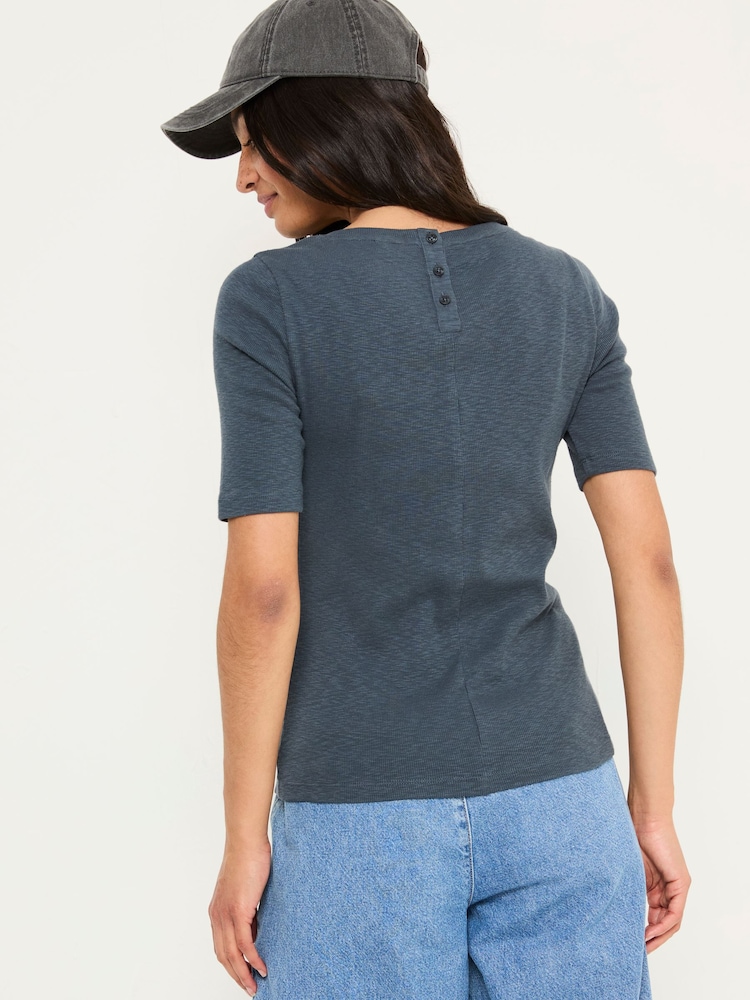 FatFace Callie Dark Blue Short Sleeve Top - Image 2 of 5