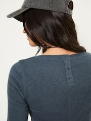 FatFace Callie Dark Blue Short Sleeve Top - Image 4 of 5