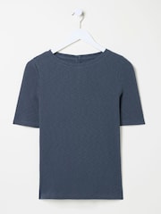 FatFace Callie Dark Blue Short Sleeve Top - Image 5 of 5