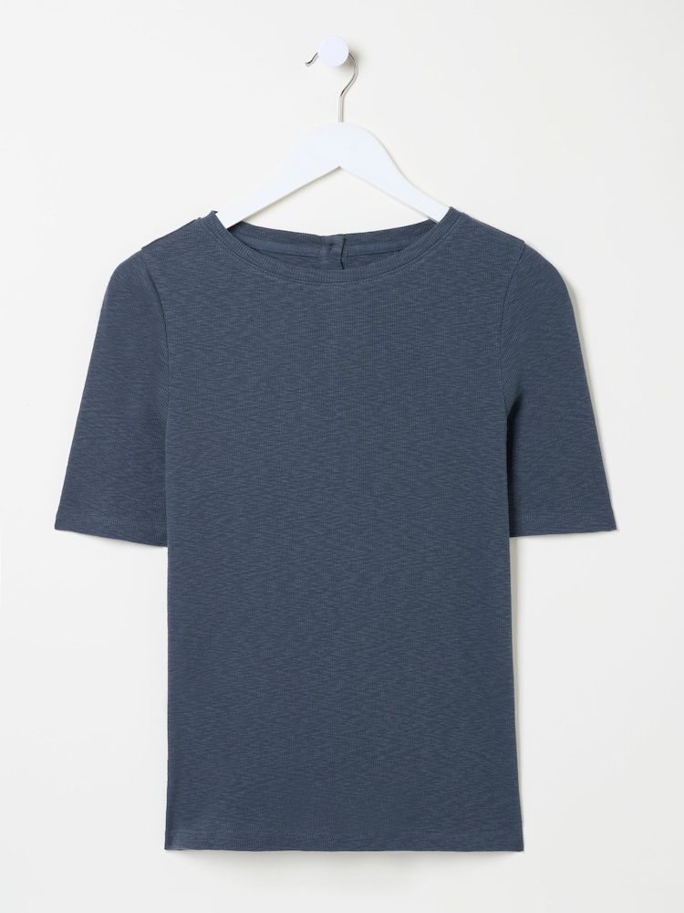 FatFace Callie Dark Blue Short Sleeve Top - Image 5 of 5
