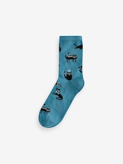 Blue/Grey Cats Ankle Socks 4 Pack - Image 4 of 5
