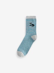 Blue/Grey Cats Ankle Socks 4 Pack - Image 5 of 5