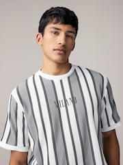 Grey/White Smart Vertical Stripe T-Shirt - Image 1 of 7