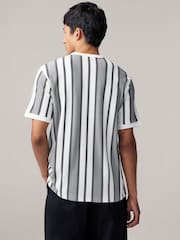 Grey/White Smart Vertical Stripe T-Shirt - Image 2 of 7