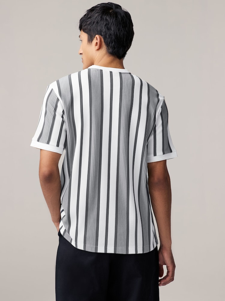 Grey/White Smart Vertical Stripe T-Shirt - Image 2 of 7
